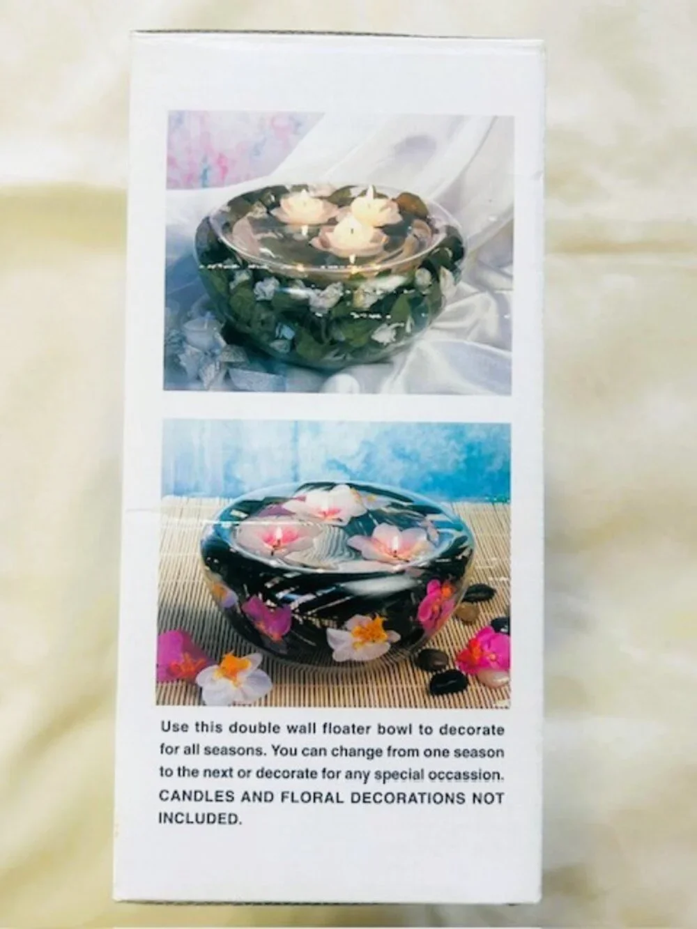 Jetmax Lightscapes Double Wall Floater Bowl 10 in For Floral Candle Display Read